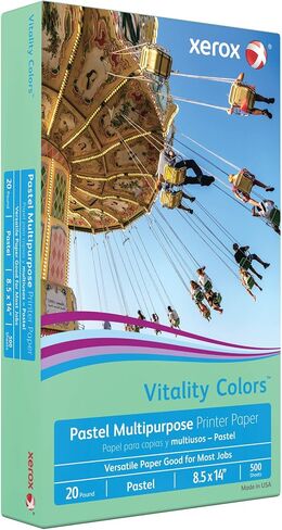 Xerox® Vitality Colors™ Multi-Use Printer & Copy Paper, 1 Ream, Green, Legal (8.5" x 14"), 500 Sheets Per Ream, 20 Lb, 30% Recycled in Saudi Arabia