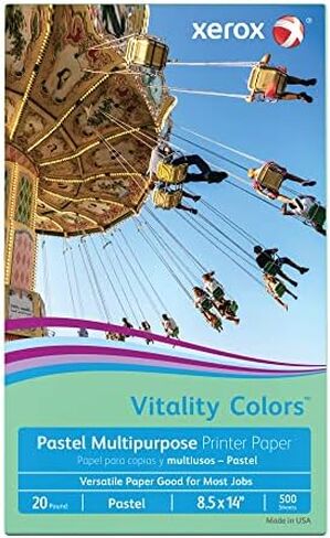 Xerox® Vitality Colors™ Multi-Use Printer & Copy Paper, 1 Ream, Green, Legal (8.5" x 14"), 500 Sheets Per Ream, 20 Lb, 30% Recycled in Saudi Arabia