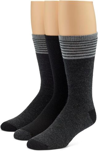 Burlington Men's Cushioned Merino Wool Blend Crew Socks, 3 Pair Pack, Assorted 2, One Size in Saudi Arabia