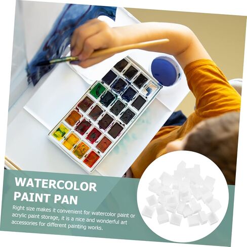 Housoutil 50Pcs Transparent Plastic Empty Watercolor Half Paint Pans for Artists Painting Palette Trays for Use Lightweight Durable Design in Saudi Arabia