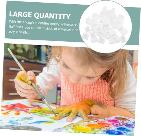 Housoutil 50Pcs Transparent Plastic Empty Watercolor Half Paint Pans for Artists Painting Palette Trays for Use Lightweight Durable Design in Saudi Arabia