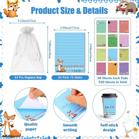 12 Sets Sarcastic Sticky Notes with Funny Ballpoint Pens 4x3 Inches Funny Self Adhesive Notepads Novelty Memo Note Pads with Sayings Pens for Coworker Employee Appreciation Gifts Office Supplies in Kuwait