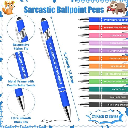 12 Sets Sarcastic Sticky Notes with Funny Ballpoint Pens 4x3 Inches Funny Self Adhesive Notepads Novelty Memo Note Pads with Sayings Pens for Coworker Employee Appreciation Gifts Office Supplies in Kuwait