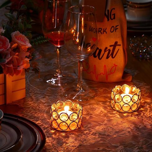 Potchen Liphontcta 30 Pieces Tealight Candle Holders Votive Candle Holder Stand Diamonds for Table Favors (Gold) in Saudi Arabia
