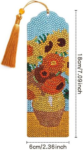 icceemeee 4 pcs Oil Painting Themes Diamond Painting Bookmarks, DIY Diamond Art Kits for Adults, Book Corner - Protecting Bookmark Craft Supplies Kits for Book Lovers (Oil Painting) in Kuwait