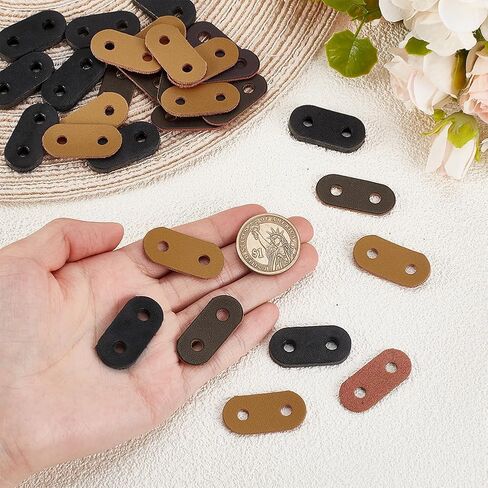 PH PandaHall 30pcs Oval Leather Slider Buckle Two Hole Cord Locks, 3 Colors Leather Toggle Stoppers Drawstring End Stoppers for Casual Jacket Hoodie Garments Pants Coats Backpack, 33~34mm in Saudi Arabia