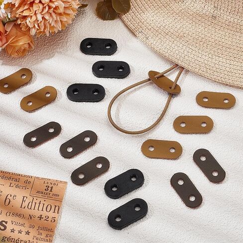 PH PandaHall 30pcs Oval Leather Slider Buckle Two Hole Cord Locks, 3 Colors Leather Toggle Stoppers Drawstring End Stoppers for Casual Jacket Hoodie Garments Pants Coats Backpack, 33~34mm in Saudi Arabia