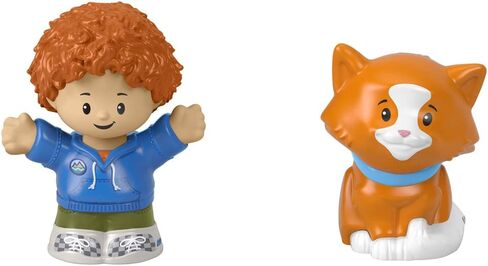 F-Price Toy Figure Pack ~ Story Starter Figure Set - HBW72 ~ Curly Red Hair Kid and Orange Cat Figures, Blue, Orange, Green in Saudi Arabia