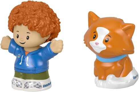 F-Price Toy Figure Pack ~ Story Starter Figure Set - HBW72 ~ Curly Red Hair Kid and Orange Cat Figures, Blue, Orange, Green in Saudi Arabia
