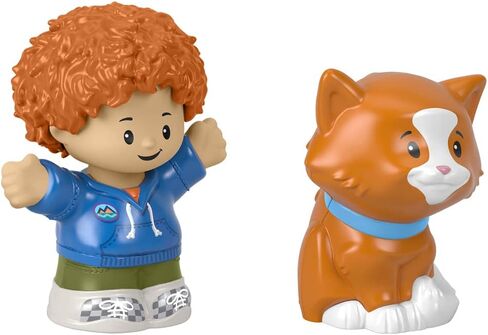 F-Price Toy Figure Pack ~ Story Starter Figure Set - HBW72 ~ Curly Red Hair Kid and Orange Cat Figures, Blue, Orange, Green in Saudi Arabia