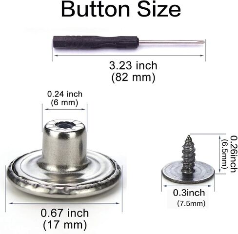6pcs Sliver Buttons pins for Loose Jeans, 17 mm No-Sew Nailess Removable Metal Jeans Buttons Replacement, Adjustable Metal Pants Button Tightener,Repair Combo Thread Rivets and Screwdrivers in Saudi Arabia