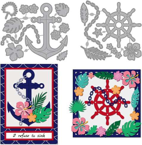 Mayjoydiy Ocean Anchor Metal Dies Dies Flower Helm Metal Die Cuts Mets Tropical Actoring Deies Vies Cut Stencil in Kuwait