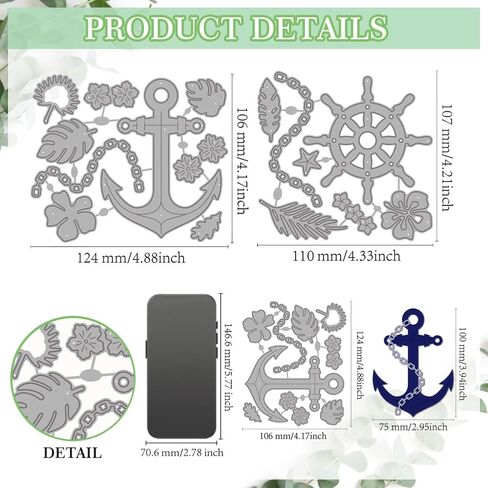Mayjoydiy Ocean Anchor Metal Dies Dies Flower Helm Metal Die Cuts Mets Tropical Actoring Deies Vies Cut Stencil in Kuwait
