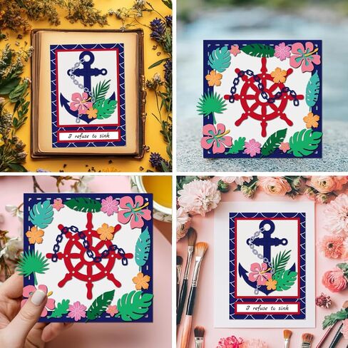 Mayjoydiy Ocean Anchor Metal Dies Dies Flower Helm Metal Die Cuts Mets Tropical Actoring Deies Vies Cut Stencil in Kuwait