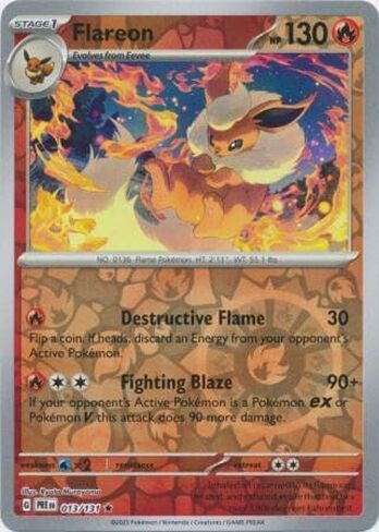 Pokemon - Flareon 013/131 Prismatic Evolutions – Reverse Foil Single Card in Saudi Arabia