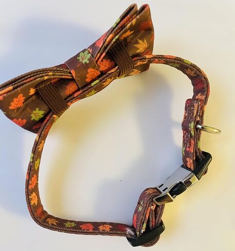 Puppy Dog Bowtie Collar, Fall Pet Collar Pumpkin Pattern Puppy Collar with Bowknot Adjustable Pet Collar Necktie (Light Blue) in Kuwait