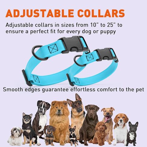 Dogline Biothane Waterproof Dog Collar with Quick Release Buckle Strong Coated Nylon Webbing with Odor- Proof for Easy Care Easy to Clean Fits Small Medium Large Dogs, Cyan Blue 1" W 15-25" L in Saudi Arabia