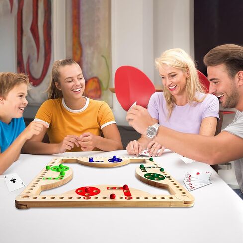 Solid Wood Marbles and Jokers Board Game: Enterasile Family Entertainment لـ 2-8 لاعبين ، ويضم لوحات ألعاب متشابكة وألوان متعددة ورخام وطوابق بطاقات مثالية للحفلات وليالي اللعبة in Saudi Arabia