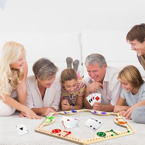 Solid Wood Marbles and Jokers Board Game: Enterasile Family Entertainment لـ 2-8 لاعبين ، ويضم لوحات ألعاب متشابكة وألوان متعددة ورخام وطوابق بطاقات مثالية للحفلات وليالي اللعبة in Saudi Arabia