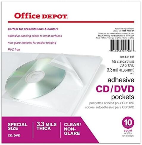 Office Depot Brand Sheet Protector CD/DVD Mobicets ، 6in × 10 1/2in ، Clear ، Pack 10 in Saudi Arabia