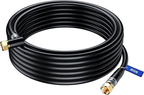 RG6 COAXIAL Cable with 90° Angled Connector - 4ft / Black / 2 Pack - Triple Shielded, Non-Oxygen Copper Cable Wire for TV, Internet & More - Flexible Coax Cable Cord in Saudi Arabia