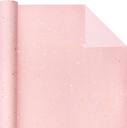 WRAPAHOLIC Pink Wrapping Paper Roll - Mini Roll - 17 Inch x 16.5 Feet - Pink Gold Design with Silky Touch Perfect for Birthday, Wedding, Baby Shower, Bridal Shower in Saudi Arabia