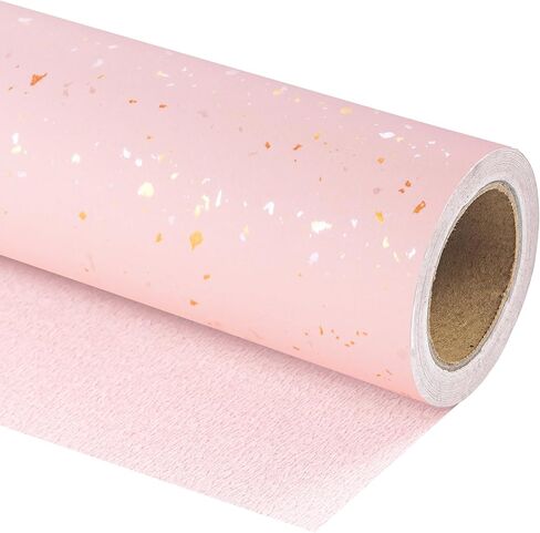 WRAPAHOLIC Pink Wrapping Paper Roll - Mini Roll - 17 Inch x 16.5 Feet - Pink Gold Design with Silky Touch Perfect for Birthday, Wedding, Baby Shower, Bridal Shower in Saudi Arabia