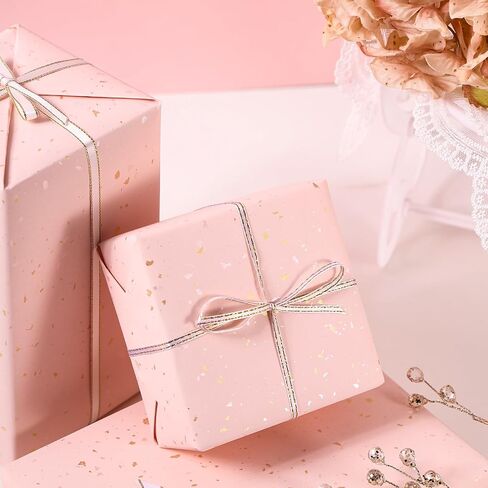 WRAPAHOLIC Pink Wrapping Paper Roll - Mini Roll - 17 Inch x 16.5 Feet - Pink Gold Design with Silky Touch Perfect for Birthday, Wedding, Baby Shower, Bridal Shower in Saudi Arabia