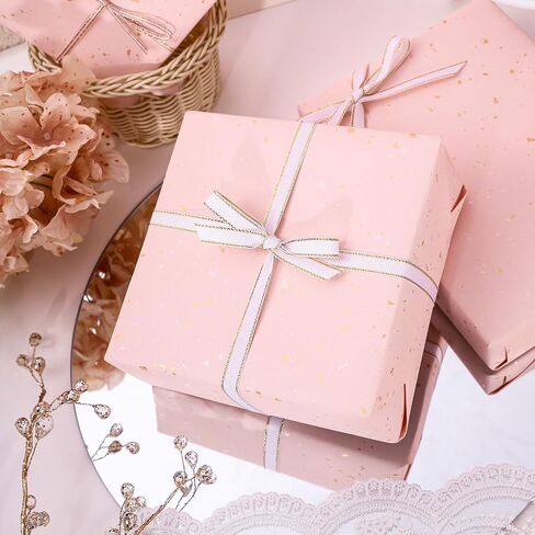 WRAPAHOLIC Pink Wrapping Paper Roll - Mini Roll - 17 Inch x 16.5 Feet - Pink Gold Design with Silky Touch Perfect for Birthday, Wedding, Baby Shower, Bridal Shower in Saudi Arabia