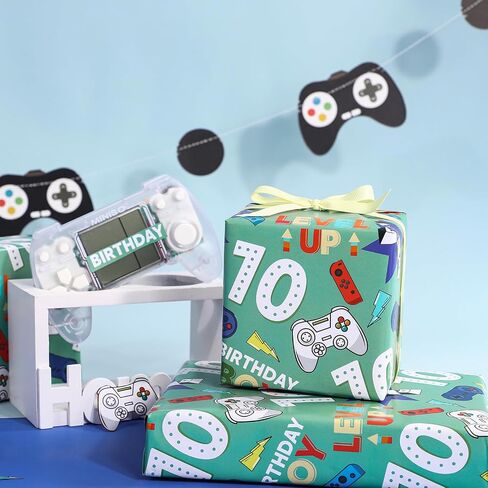 Wrapaholic 10th عيد ميلاد لفة الورق لفة - لفة صغيرة - 17 بوصة × 16.5 قدم - ألعاب الأولاد ورقة عيد ميلاد سعيد للأولاد ، عاشق اللعبة ، حفلة ، عطلة in Saudi Arabia