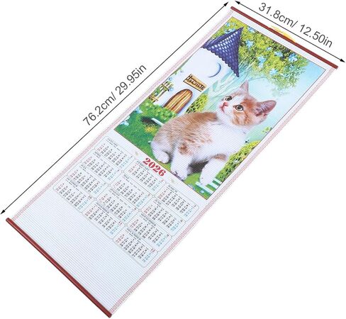 Horse Year 2026 Faux Rattan Hanging Scroll Calendar Traditional Chinese New Year Wall Calendar for Living Room Decorations in Saudi Arabia
