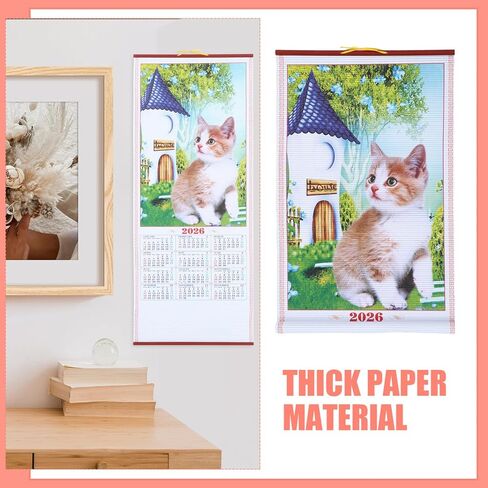 Horse Year 2026 Faux Rattan Hanging Scroll Calendar Traditional Chinese New Year Wall Calendar for Living Room Decorations in Saudi Arabia