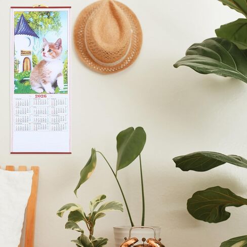 Horse Year 2026 Faux Rattan Hanging Scroll Calendar Traditional Chinese New Year Wall Calendar for Living Room Decorations in Saudi Arabia