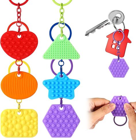 6 Pcs Sensory Fidget Keychain Toys for Kids Adults, Textured Stress Ball Keychain for Calming Anxiety Relief Items, Sensory Fidget for Back to School Classroom Prize Kids Gifts Toys in Saudi Arabia