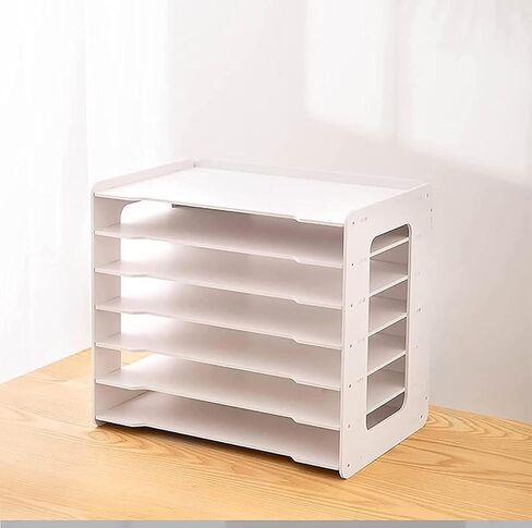 Extra Large A3 Paper Storage Unit, 11x17 Paper Organizer, Tiered Stationery Storage Rack PVC with 7 Compartments, Desk Organizer for Office and School in Saudi Arabia