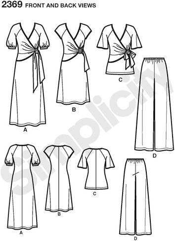 نمط الخياطة البساطة 2369 فستان وفصل ، K5 (8-10-12-14-14) in Kuwait