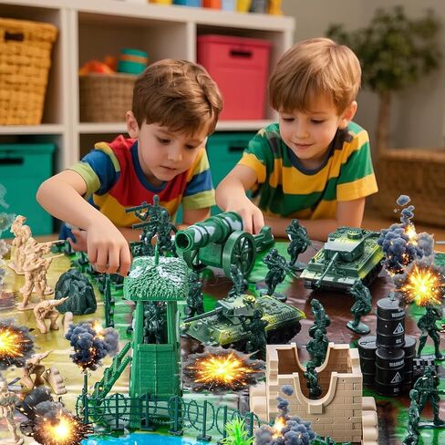 Army Soldier Combat Toy Set – 110-Piece Military Action Figure Playset with Realistic Vehicles (Tank, Helicopter, Fighter Plane) for Kids Ages 3+ – Boys and Girls in Saudi Arabia