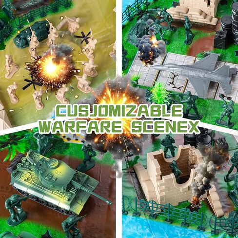 Army Soldier Combat Toy Set – 110-Piece Military Action Figure Playset with Realistic Vehicles (Tank, Helicopter, Fighter Plane) for Kids Ages 3+ – Boys and Girls in Saudi Arabia