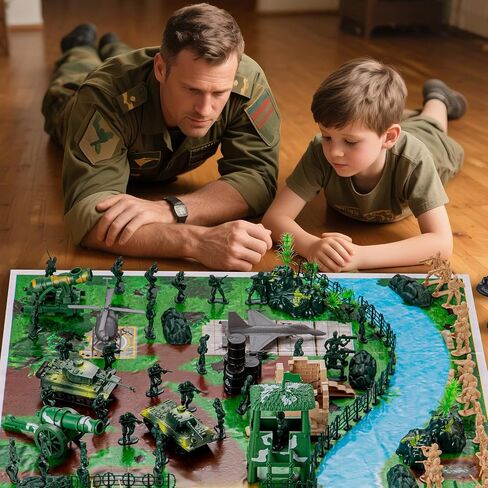 Army Soldier Combat Toy Set – 110-Piece Military Action Figure Playset with Realistic Vehicles (Tank, Helicopter, Fighter Plane) for Kids Ages 3+ – Boys and Girls in Saudi Arabia