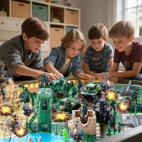 Army Soldier Combat Toy Set – 110-Piece Military Action Figure Playset with Realistic Vehicles (Tank, Helicopter, Fighter Plane) for Kids Ages 3+ – Boys and Girls in Saudi Arabia