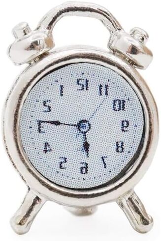 1/12 Scale Miniature Alarm Clock - Silver Tiny Dollhouse Decor for Realistic Model Displays, Diorama Props and Mini Collectible Room Accessories (0.4x0.6 Inch) in Saudi Arabia