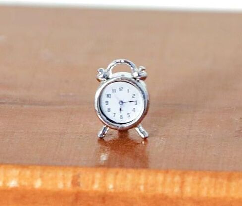 1/12 Scale Miniature Alarm Clock - Silver Tiny Dollhouse Decor for Realistic Model Displays, Diorama Props and Mini Collectible Room Accessories (0.4x0.6 Inch) in Saudi Arabia