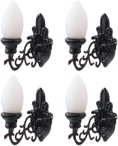 4pcs Dollhouse Wall Light Miniatures Battery Wall Lights Miniature Stuff Lamppost Model Dollhouse LED Light Miniature Wall Lamp Miniature Decor Simulation Wall Lamp Mini Lights Abs in Saudi Arabia