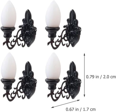4pcs Dollhouse Wall Light Miniatures Battery Wall Lights Miniature Stuff Lamppost Model Dollhouse LED Light Miniature Wall Lamp Miniature Decor Simulation Wall Lamp Mini Lights Abs in Saudi Arabia