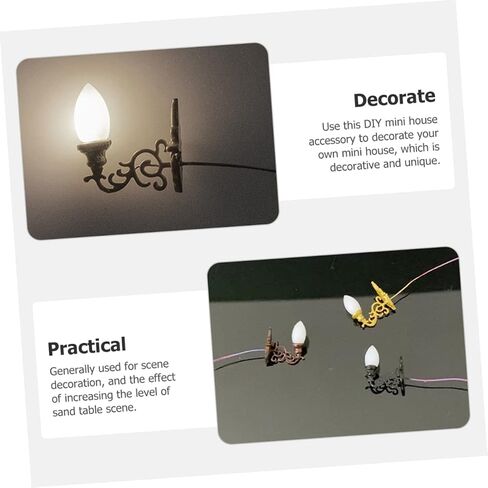 4pcs Dollhouse Wall Light Miniatures Battery Wall Lights Miniature Stuff Lamppost Model Dollhouse LED Light Miniature Wall Lamp Miniature Decor Simulation Wall Lamp Mini Lights Abs in Saudi Arabia