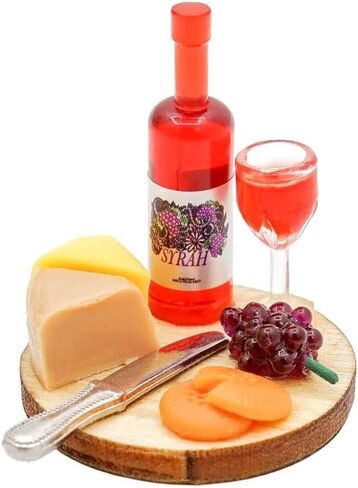 1 Set 1:12 Scale Miniature Wine Cheese and Board Set Minis Dollhouses Kitchen Dining Room Food Accessories Model Pastries Toy, DIY Micro Scene Decor in Saudi Arabia