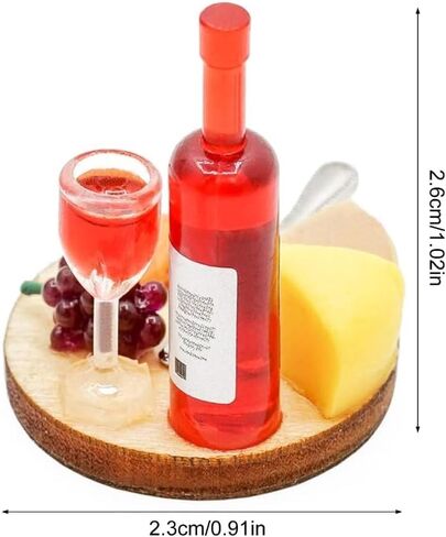 1 Set 1:12 Scale Miniature Wine Cheese and Board Set Minis Dollhouses Kitchen Dining Room Food Accessories Model Pastries Toy, DIY Micro Scene Decor in Saudi Arabia