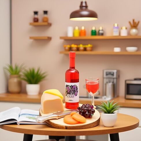 1 Set 1:12 Scale Miniature Wine Cheese and Board Set Minis Dollhouses Kitchen Dining Room Food Accessories Model Pastries Toy, DIY Micro Scene Decor in Saudi Arabia