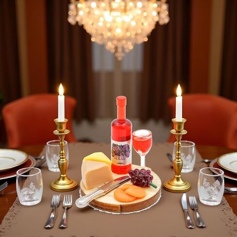 1 Set 1:12 Scale Miniature Wine Cheese and Board Set Minis Dollhouses Kitchen Dining Room Food Accessories Model Pastries Toy, DIY Micro Scene Decor in Saudi Arabia