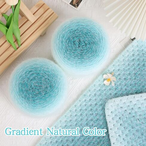 Katech Ombre Yarn for Crocheting-Large Skein of Gradient Yarn Cake-2 Pack of 190g/6.7 oz-71% Acrylic,29% Nylon- #4 Medium-Soft Knitting/Crochet Yarns for Star Blankets, Scarves, Shawls and Garments(C) in Saudi Arabia